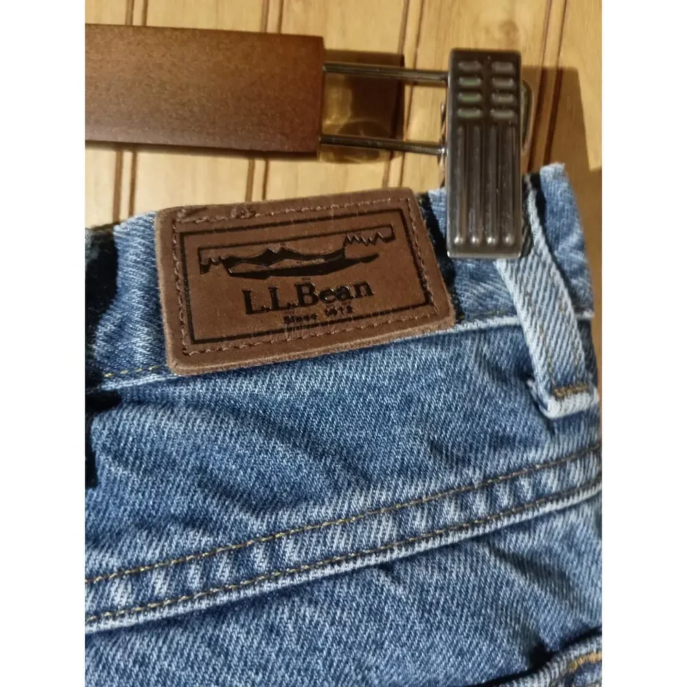 LL BEAN Men's Size 34/30 100% Cotton Relaxed Fit Flannel Lined Jeans Fall Denim